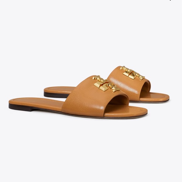 Tory Burch Tan Slides with Gold Details - Picture 2 of 7